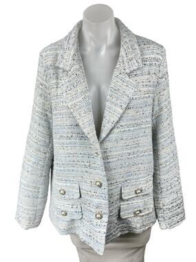 Robertson & Rodeo Wool Sequin Tweed Notched Collar Long Sleeve Blazer Jacket M